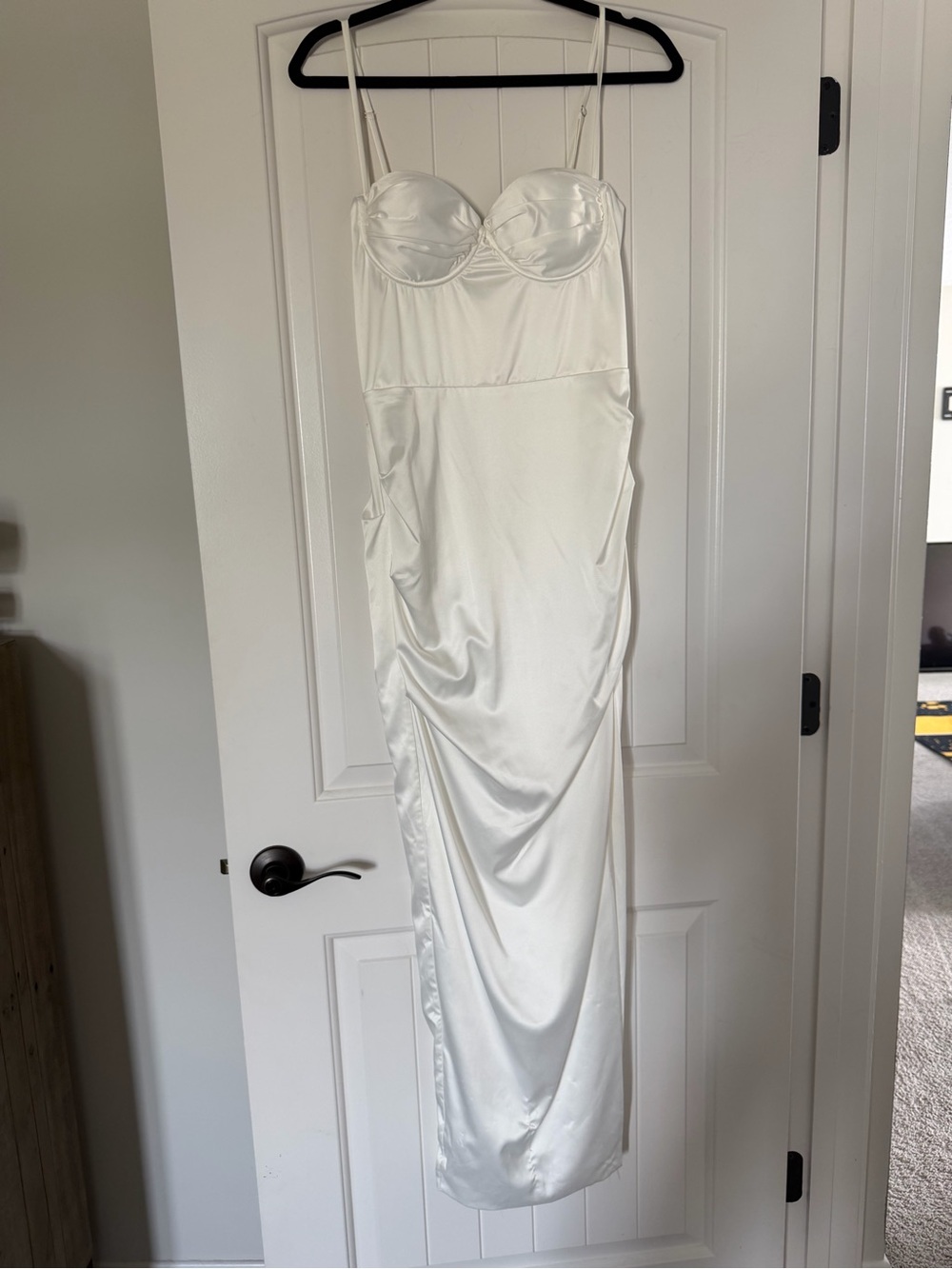 White Satin Bustier Slip Dress